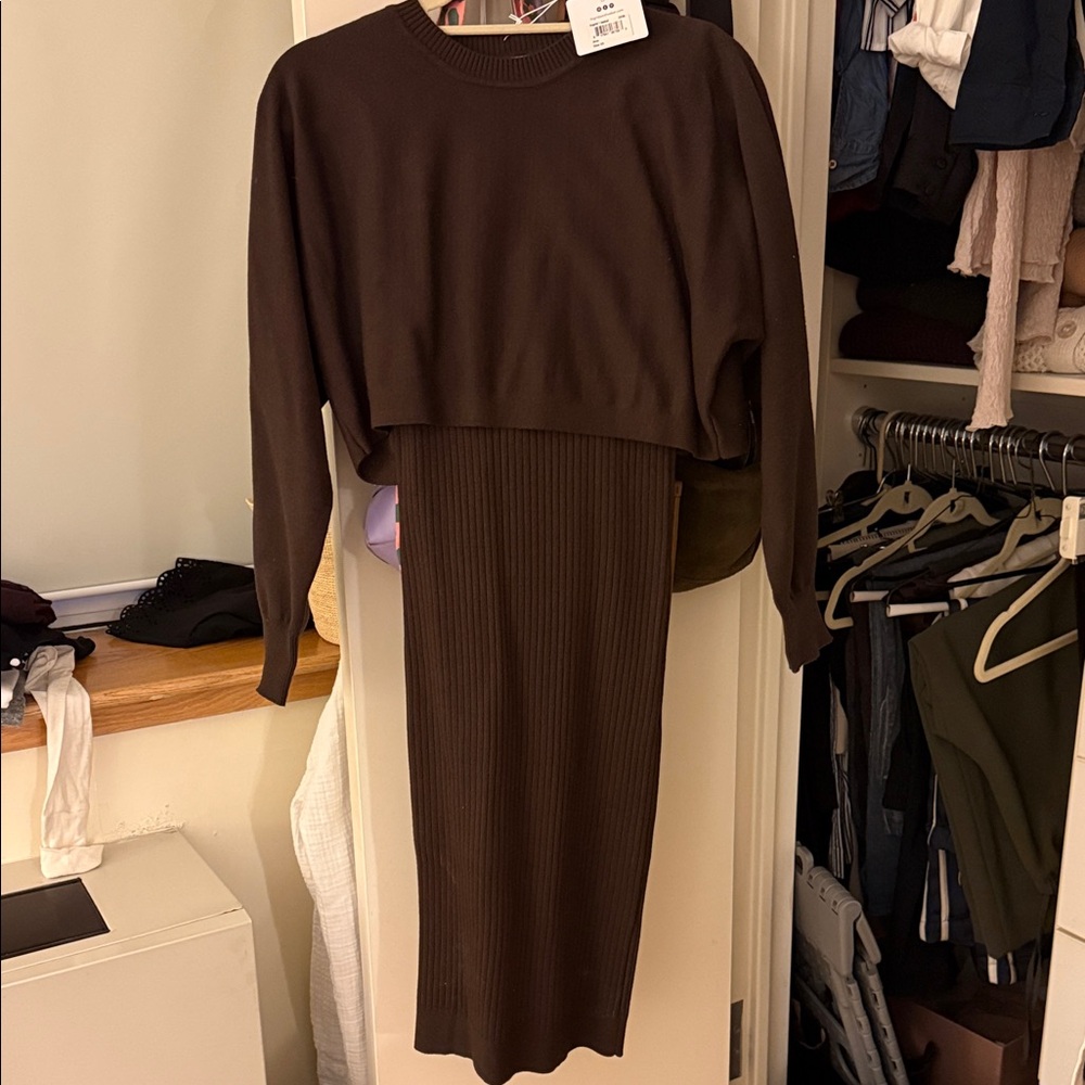 Maternity- NWT Brown Knit Two-Piece Dress Set